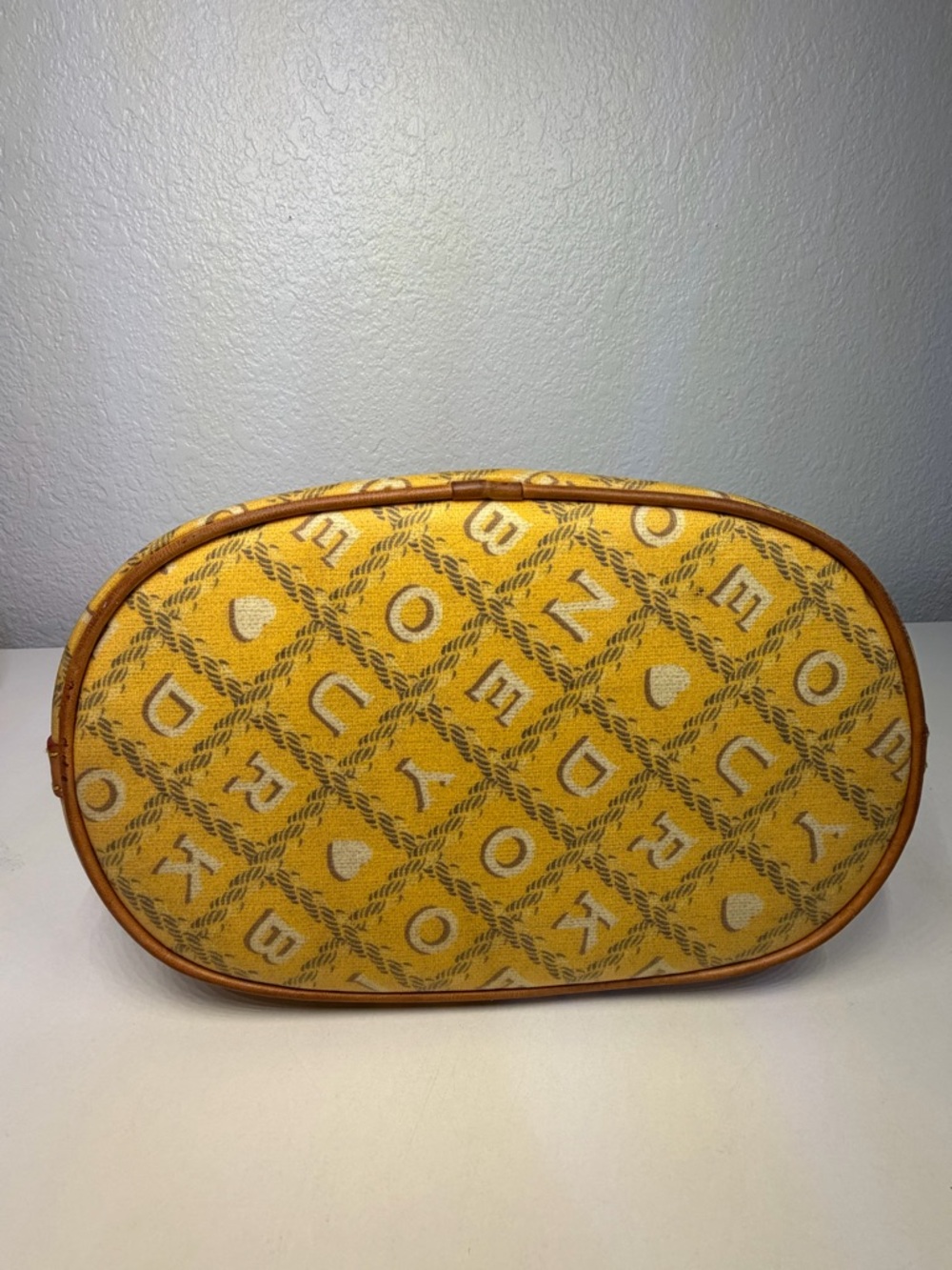 Vintage Dooney & Bourke Yellow Signature Hobo with Red/ Tan Trim - Picture 8 of 10